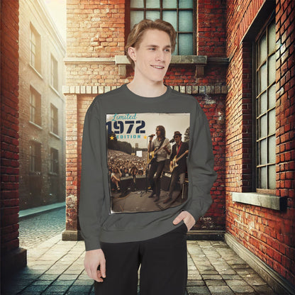 "Vintage 1972 Live" Retro Concert Unisex Garment-Dyed Sweatshirt – Premium Comfort & Style