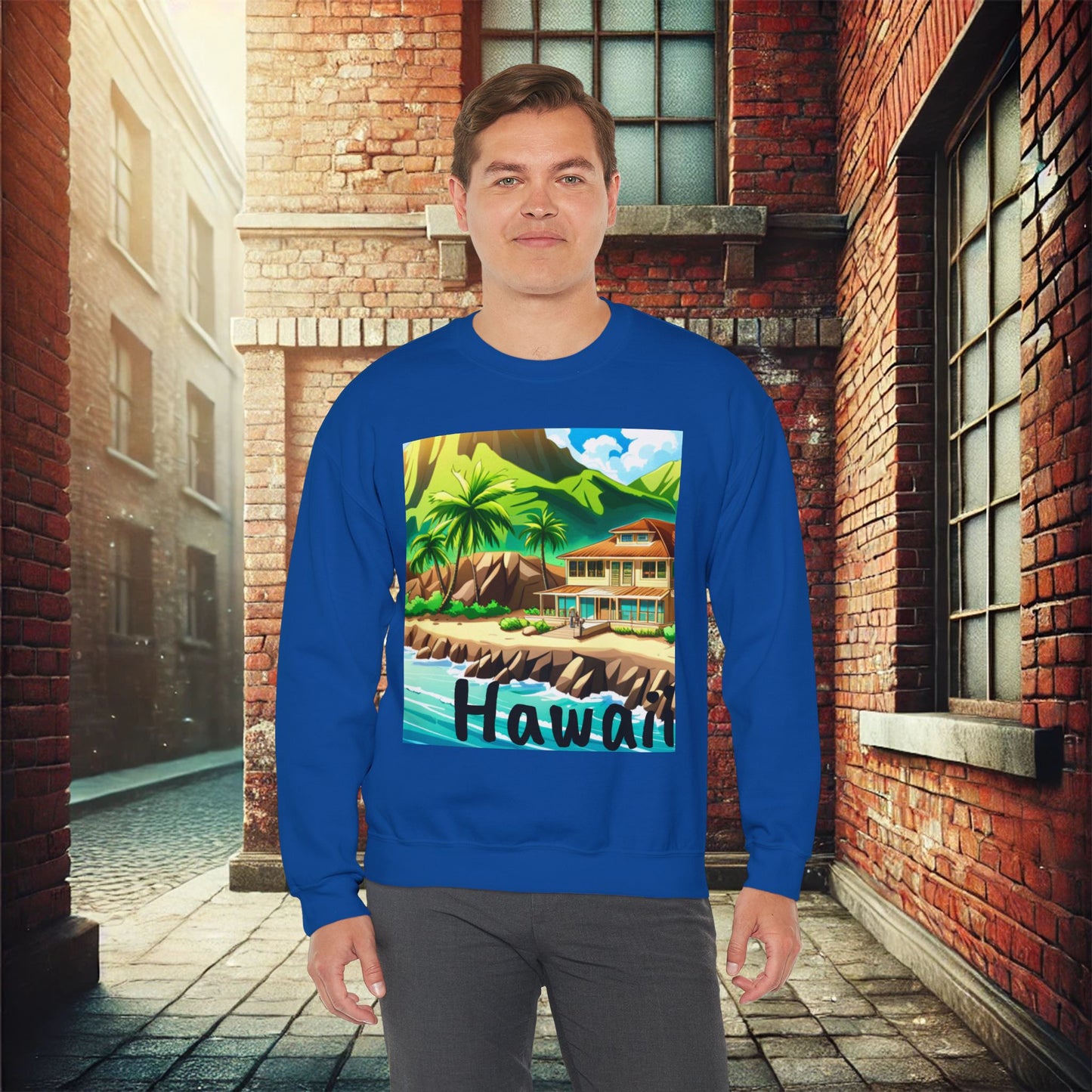 Tropical Paradise Unisex Heavy Blend Crewneck Sweatshirt – Cozy Comfort for Colder Months