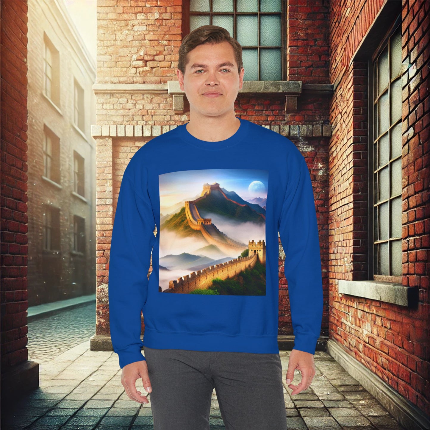 "Majestic Walls of History" Unisex Heavy Blend Crewneck Sweatshirt – Cozy Comfort for Colder Months