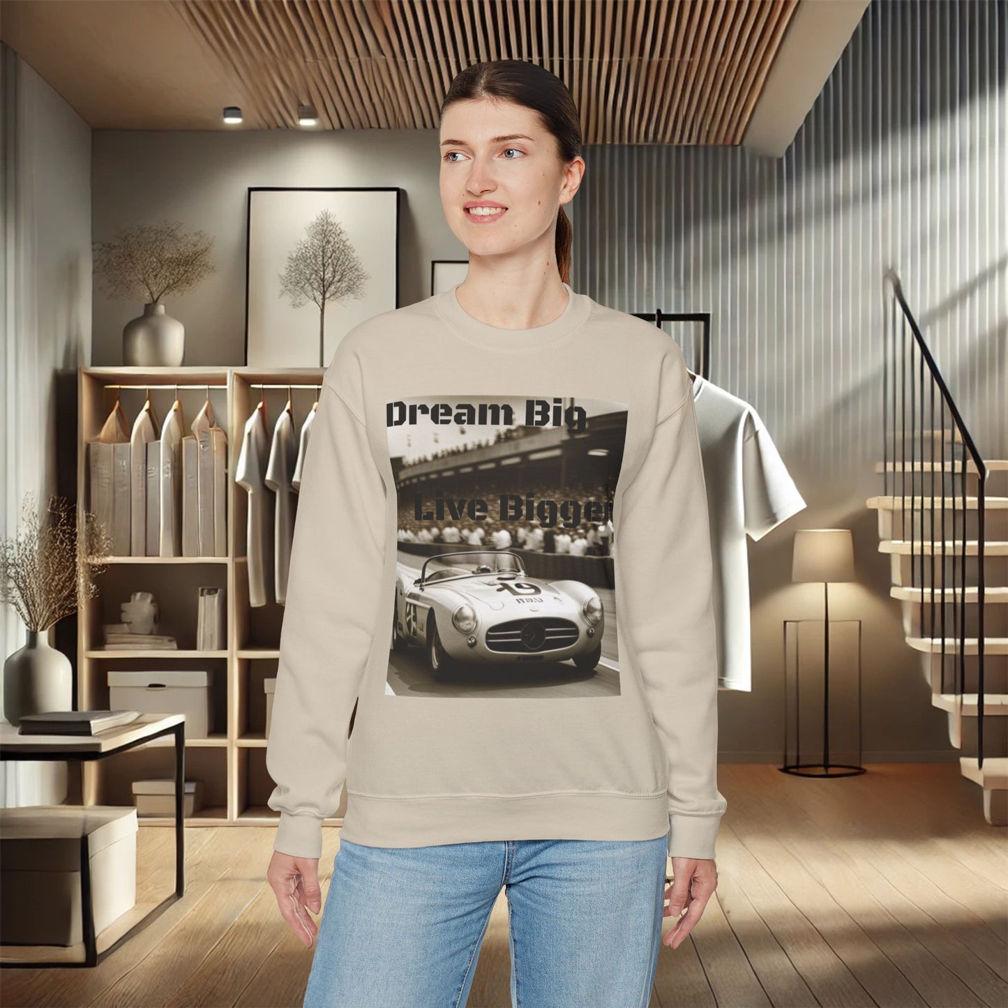 "Dream Big, Live Bigger" Vintage Racing Unisex Heavy Blend Crewneck Sweatshirt – Cozy Comfort for Colder Months