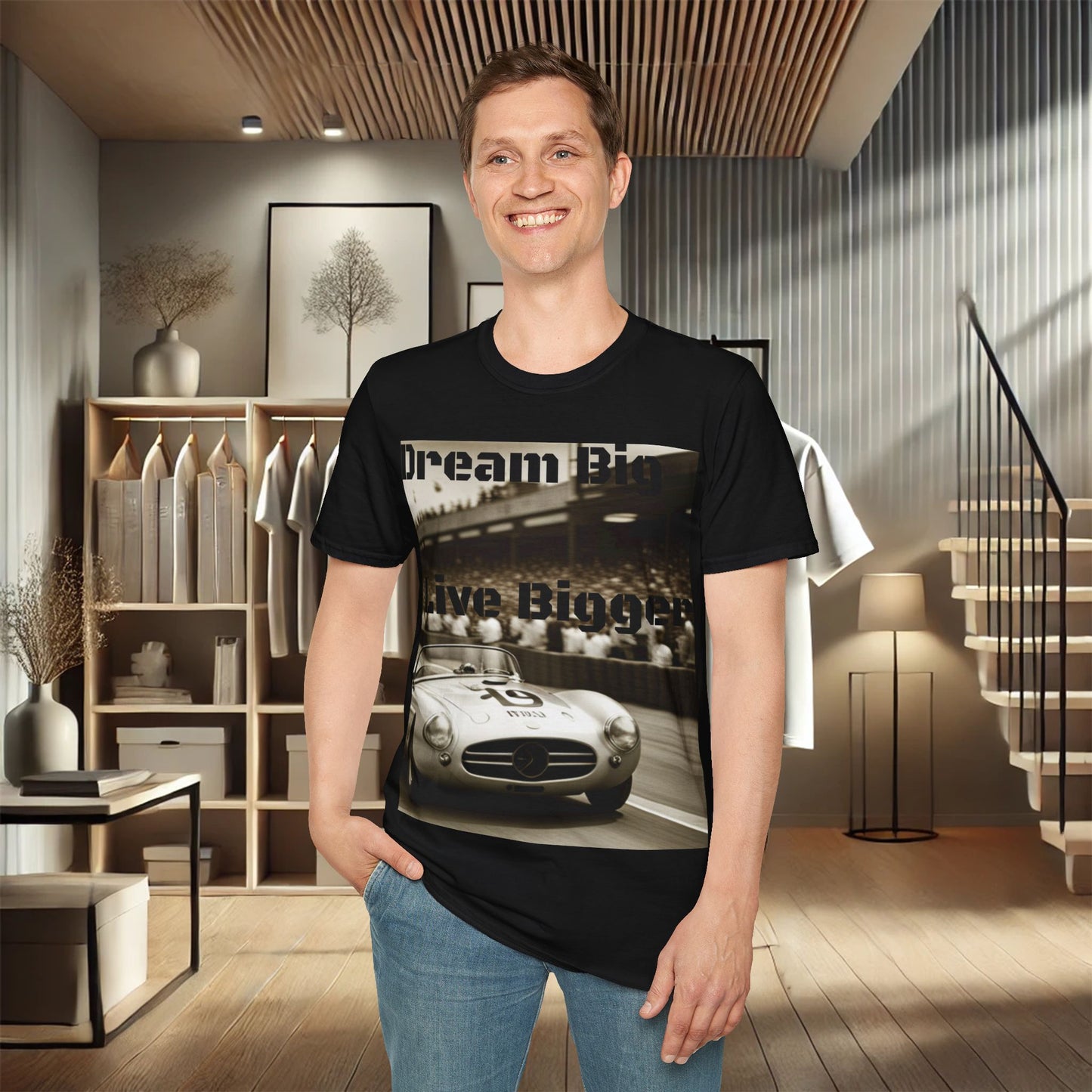 "Dream Big, Live Bigger" Vintage Racing Unisex Soft-Style T-Shirt