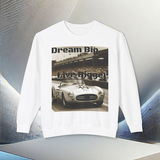 "Dream Big, Live Bigger" Vintage Racing Crewneck Sweatshirt – Ultimate Softness & Sustainable Style