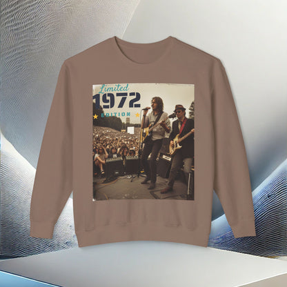 "Vintage 1972 Live" Retro Concert Crewneck Sweatshirt – Ultimate Softness & Sustainable Style