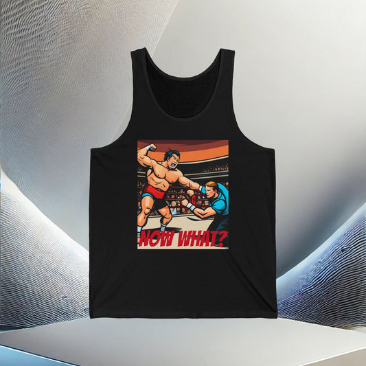 "Now What?" Wrestling Champion Relaxed Fit Unisex Garment-Dyed Tank Top