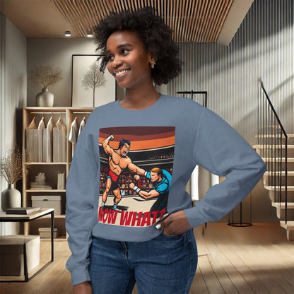 "Now What?" Wrestling Champion Crewneck Sweatshirt – Ultimate Softness & Sustainable Style