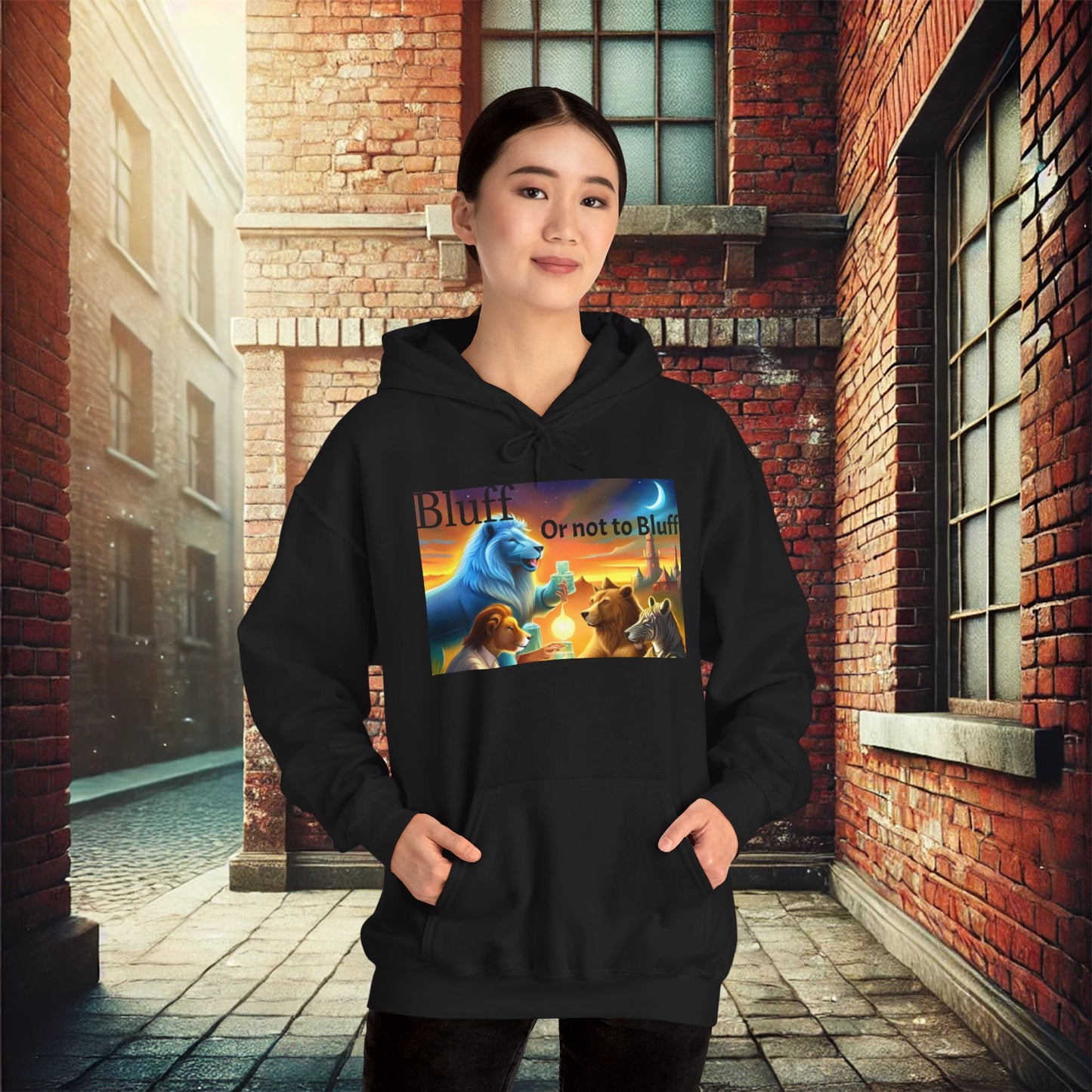 "Bluff or Not" Animal Poker Unisex Heavy Blend Hoodie – Perfect for Cold Days