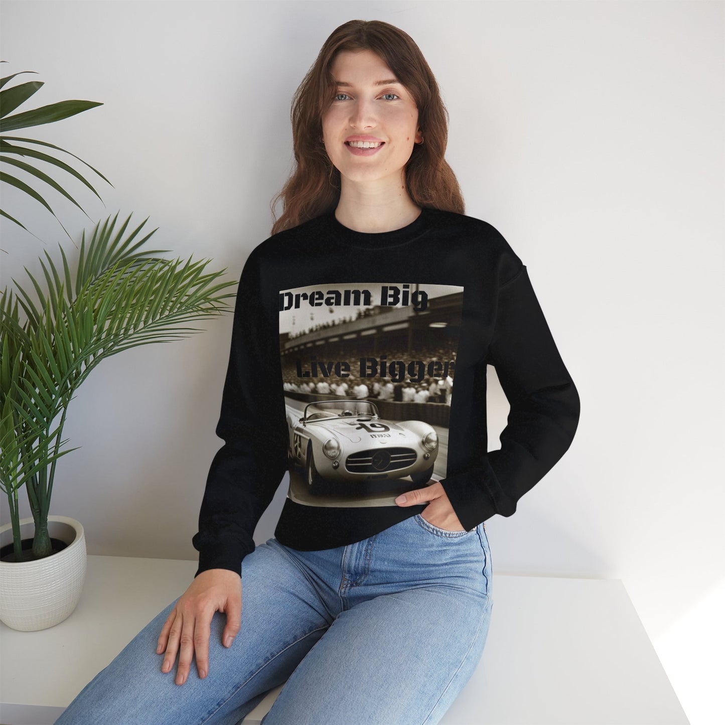 "Dream Big, Live Bigger" Vintage Racing Unisex Heavy Blend Crewneck Sweatshirt – Cozy Comfort for Colder Months