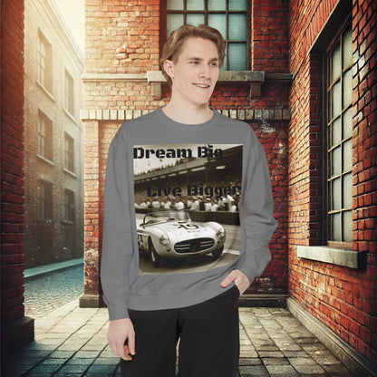 "Dream Big, Live Bigger" Vintage Racing Unisex Garment-Dyed Sweatshirt – Premium Comfort & Style