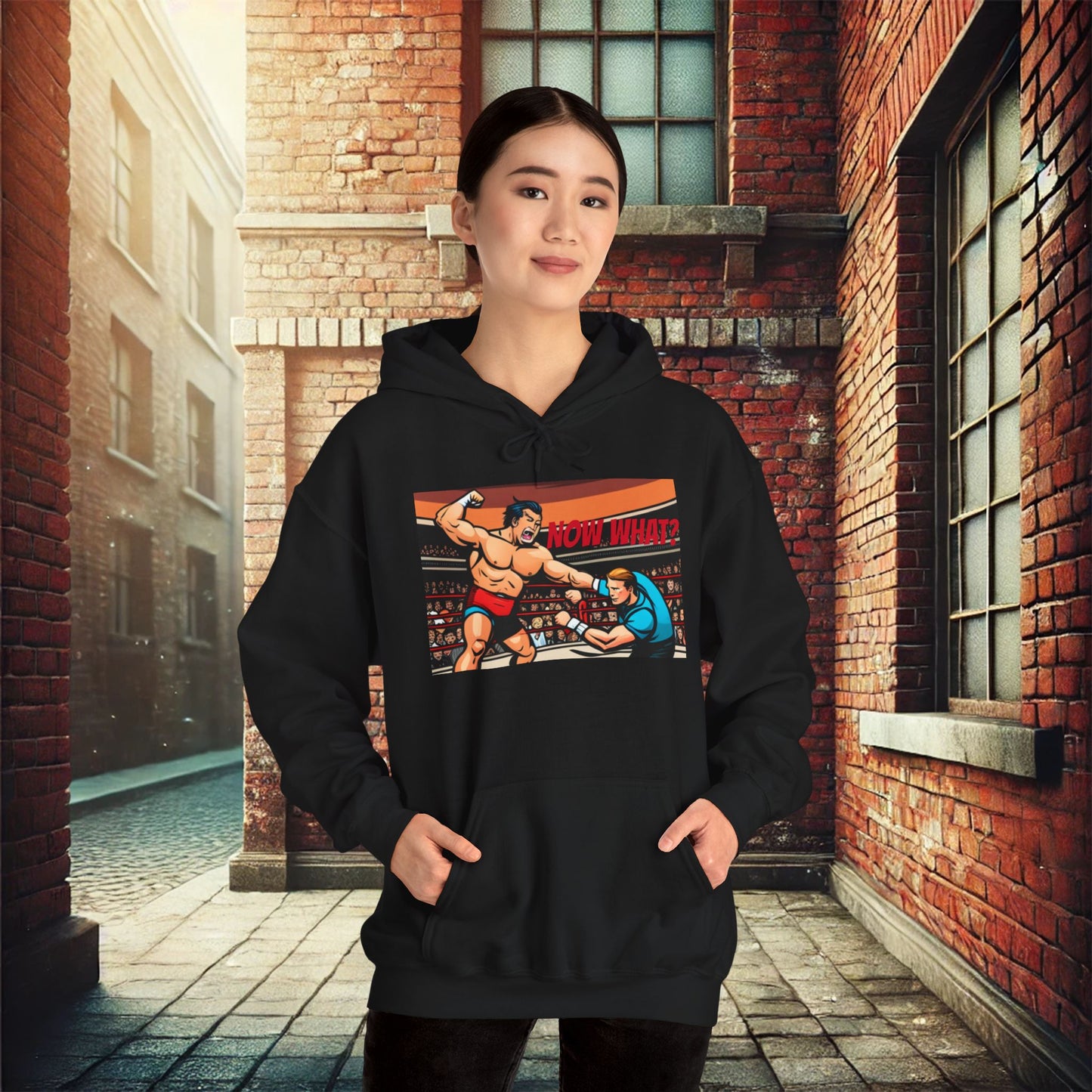 "Now What?" Wrestling Champion Unisex Heavy Blend Hoodie – Perfect for Cold Days