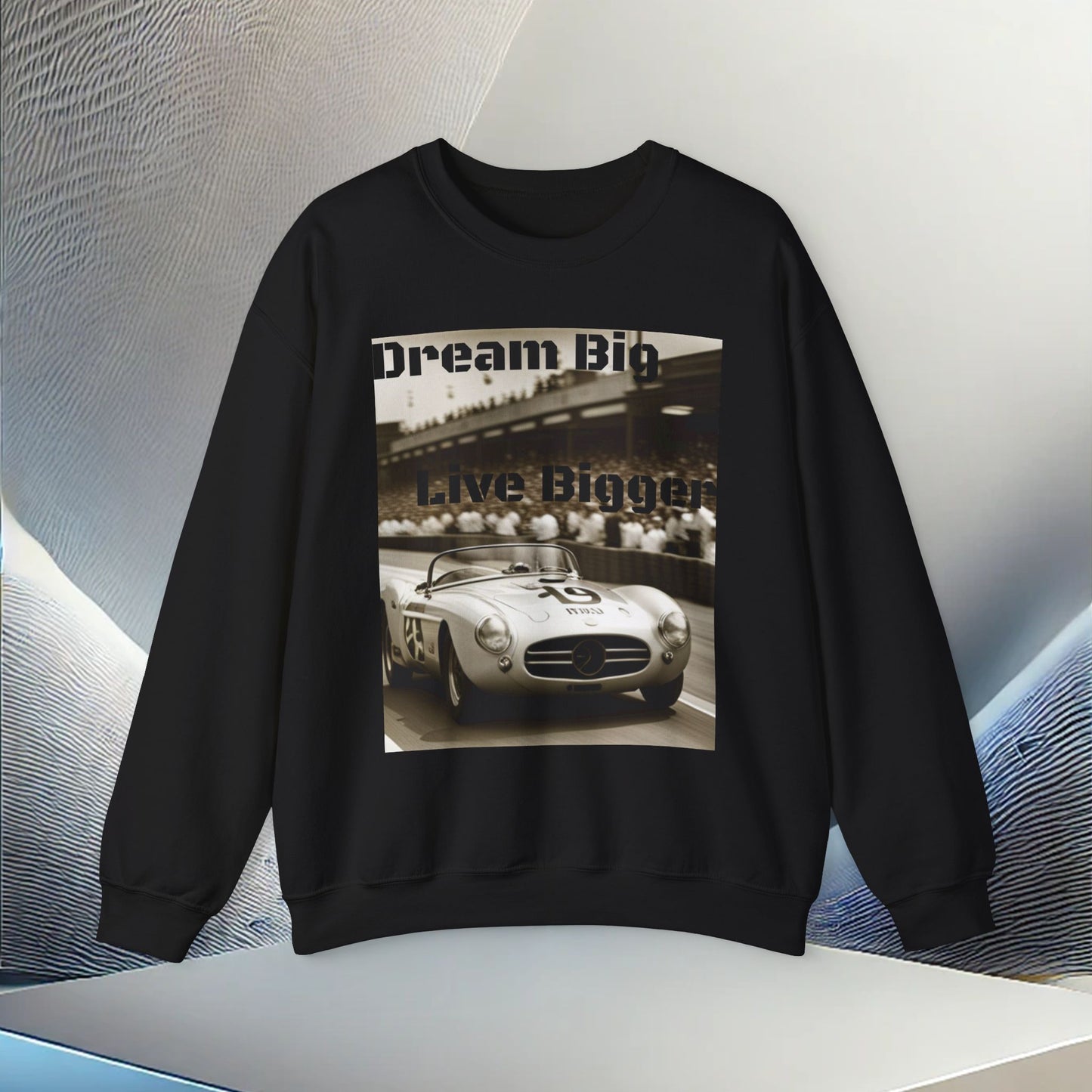 "Dream Big, Live Bigger" Vintage Racing Unisex Heavy Blend Crewneck Sweatshirt – Cozy Comfort for Colder Months